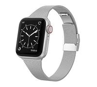 TUOCAL Bracelet de rechange compatible avec Apple Watch 38 mm, 40 mm, 41 mm, bracelet fin en acier inoxydable pour Apple iWatch Series 7 6 5 4 3 2 1 SE Sport Edition Femme,8", vermillon