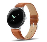 Tuocal Bracelet de rechange en cuir véritable compatible avec Google Pixel Watch 2/Pixel Watch pour homme et femme, bracelet de rechange ajusté en cuir véritable doux et respirant, marron