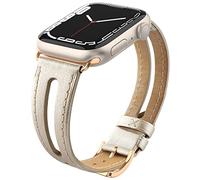 Tuocal Bracelet en cuir compatible avec Apple Watch - 42 mm (Series 10) 41 mm, 40 mm, 38 mm - Bracelet de rechange fin en cuir véritable souple pour iWatch Series 10 9 8 7 6 5 4 3 2 1 SE Sport Edition