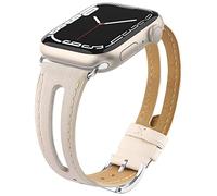 Tuocal Bracelet en cuir compatible avec Apple Watch - 42 mm (Series 10) 41 mm, 40 mm, 38 mm - Bracelet de rechange fin en cuir véritable souple pour iWatch Series 10 9 8 7 6 5 4 3 2 1 SE Sport Edition