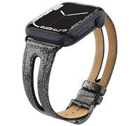 Tuocal Bracelet en cuir compatible avec Apple Watch - 42 mm (Series 10) 41 mm, 40 mm, 38 mm - Bracelet de rechange fin en cuir véritable souple pour iWatch Series 10 9 8 7 6 5 4 3 2 1 SE Sport Edition