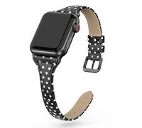 Tuocal Bracelet en cuir véritable compatible avec Apple Watch 38 mm, 40 mm, 41 mm, 42 mm (série 10) pour homme et femme, fin, élégant et étroit, compatible avec Apple Watch Series 10, 9, 8, 7, 6, 5, 4