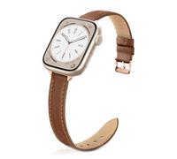 Tuocal Bracelet en cuir véritable compatible avec Apple Watch 38 mm, 40 mm, 41 mm, 42 mm (série 10), pour femmes et hommes, bracelet fin et élégant, bracelet étroit pour iWatch série 10, 9, 8, 7, 6, 5