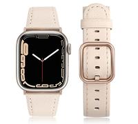 Tuocal Bracelet en cuir véritable compatible avec Apple Watch 38 mm, 40 mm,Bracelet de rechange en cuir véritable pour Apple iWatch Series 7 6 5 4 3 2 1 SE Sport Edition pour homme et femme,Beige