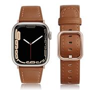 Tuocal Bracelet en cuir véritable compatible avec Apple Watch 38 mm, 40 mm,Bracelet de rechange en cuir véritable pour Apple iWatch Series 7 6 5 4 3 2 1 SE Sport Edition pour homme et femme,Marron