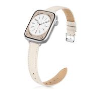 Tuocal Bracelet en cuir véritable compatible avec Apple Watch millimètre 38/40/41/42 mm pour homme et femme, bracelet fin et élégant pour iWatch