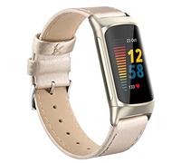 Tuocal Bracelet en cuir véritable compatible avec Fitbit Charge 6 & 5, bracelet de rechange en cuir souple et respirant pour femmes et hommes, tailles S et L, Small Size: 5.5" - 7.5", Cuir
