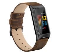 Tuocal Bracelet en cuir véritable compatible avec Fitbit Charge 6 & 5, bracelet de rechange en cuir souple et respirant pour femmes et hommes, tailles S et L, Small Size: 5.5" - 7.5"