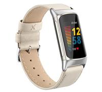 Tuocal Bracelet en cuir véritable compatible avec Fitbit Charge 6 & 5, bracelet de rechange en cuir souple et respirant pour femmes et hommes, tailles S et L, Small Size: 5.5" - 7.5"