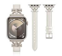 Tuocal Bracelet en cuir véritable souple compatible avec Apple Watch - 41 mm, 40 mm, 38 mm - Pour iWatch Series 9, 8, 7, 6, 5, 4, 3, 2, 1 SE Sports Edition - Homme et femme - Étoile polaire