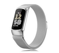 Tuocal Bracelet en métal compatible avec Fitbit Charge 6/5 pour homme et femme, bracelet de rechange réglable en acier inoxydable magnétique en maille de sport pour Charge 5
