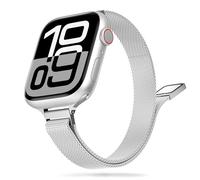 Tuocal Bracelet en métal magnétique compatible avec Apple Watch de 38 mm, 40 mm, 41 mm, 42 mm, 44 mm, 45 mm, 46 mm, 49 mm, fin, en maille milanaise, pour Apple Watch Series 10, 9, 8, 7, 6, 5, 4, 38mm
