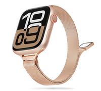 Tuocal Bracelet magnétique en métal compatible avec Apple Watch 38 mm, 40 mm, 41 mm, 42 mm, 44 mm, 45 mm, 46 mm, 49 mm, fin bracelet milanais en maille milanaise pour iWatch séries 10, 9, 8, 7, 6, 5,