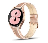 Tuocal Bracelets en cuir véritable compatible avec Samsung Galaxy Watch 4,40 mm, 44 mm, 20 mm,Bracelet de rechange fin en cuir véritable,Pour Samsung Galaxy Watch 4,42 mm,46 mm,Pour femme,Or rose
