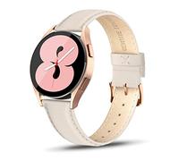 Tuocal Bracelets en cuir véritable compatible avec Samsung Galaxy Watch 4 Bracelets en cuir véritable 40 mm, 44 mm, 20 mm,Bracelet de rechange fin pour Samsung Galaxy Watch 4 Classic, 46 mm,Beige