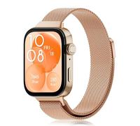 Tuocal Compatible avec Huawei Watch Fit 4/4 Pro/Fit 3 Bracelet de rechange en acier inoxydable pour Huawei Watch Fit 4/4 Pro/Fit 3 Homme Femme Or rose