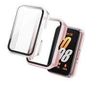 Tuocal Lot de 2 coques de protection compatibles avec Samsung Galaxy Fit 3 avec film de protection d'écran - 360° - Ultra fine - En polycarbonate rigide - Anti-rayures - Transparent et or rose