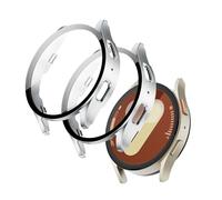 Tuocal Lot de 2 coques de protection en polycarbonate rigide compatible avec Samsung Galaxy Watch 7 44 mm - Ultra fine - Verre trempé HD - Résistant aux rayures - Protection d'écran complète pour