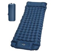 Tuocal Matelas isolant de 9 cm ultra léger avec coussin, antidérapant, portable, avec pompe à pied, pour la randonnée, les voyages