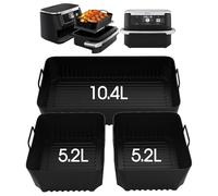 Tuocal Moule Air Fryer pour Ninja AF500EU, 3Pcs Accessoire Silicone Réutilisable Air Fryer Airfryer Pot Carrée pour 10,4 L Ninja Foodi Flex, Moule Air Fryer Ninja