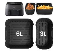 Tuocal Moule Air Fryer pour Philips 3000 Dual Basket 9 Litres, Réutilisable Moule Silicone Air Fryer pour Philips Airfryer Série 3000 NA350/00, Accessoires Air Fryer Plat pour Philips Airfryer 6/3L