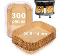 Tuocal Papier Cuisson pour Ninja Air Fryer, 300 Pièces 20,5x14cm Rectangulair Paper Liners Friteuse Sans Huile Accessoires compatible avec Ninja AF300EU/AF400EU et autres Double Airfryer