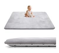 Tuocal Tapis d'éveil pour bébé 150 × 180 cm, en mousse de 3 cm d'épaisseur, support ultra doux et sensation moelleuse, tapis pour chambre d'enfant, facile d'entretien, avec dessous antidérapant, gris