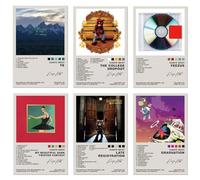 TUOCYERD Kanye West Lot de 6 affiches de couverture d'album, affiches de musique pour chambre d'adolescent, décoration murale pour chambre d'adolescent, 20,3 x 30,5 cm, sans cadre
