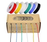TUOFENG Fil de calibre 24, fil électrique Kit Fil de silicone souple 24 AWG (6 bobines de couleur différentes de 9 mètres) Résistance à haute température de fil de raccordement 300V