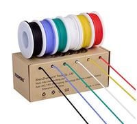 TUOFENG Fil électrique de 18AWG, raccordez le fil flexible Silicone de fil de calibre 18 (6 différentes bobines colorées de 4 mètres) Résistance à hautes températures de fil échoué de 600V