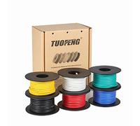 TUOFENG Fil électrique flexible en silicone 16 AWG - 6 couleurs - 6,1 m par bobine - 600 V - Haute température - Avec cuivre étamé - Ultra doux - Pour automobile, solaire, imprimantes 3D