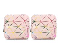 TUOJINRUIDA Lot de 2 sacs de rangement pour serviettes hygiéniques avec motifs géométriques, pochettes de rangement portables en polyuréthane pour produits d'hygiène menstruelle féminine, parfaits