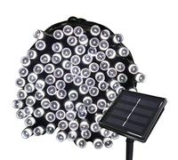 Tuokay, Guirlande lumineuse solaire de jardin, étanche, 22 m, 200 LED, 8 modes de scintillement, guirlande lumineuse décorative pour maison, tonnelle, terrasse, pelouse, décoration (blanc)