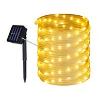 Tuokay Guirlande Solaire Extérieure de Tuyau, 10M 100 LED Guirlande Lumineuse Solaire Etanche, 8 modes d'éclairage Lampe Décoratives pour Jardin Gazebo Patio Cour Clôture Extérieur (Blanc chaud)