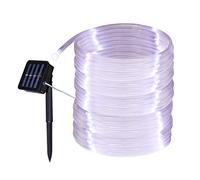 Tuokay Guirlande Solaire Extérieure de Tuyau, 10M 100 LED Guirlande Lumineuse Solaire Etanche, 8 modes d'éclairage Lampe Décoratives pour Jardin Gazebo Patio Cour Clôture Extérieur (Blanc)