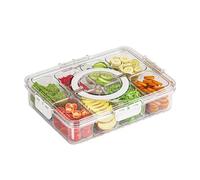 TUOKLNC Assiette divisée à 8 grilles avec couvercle, boîte de rangement multi-compartiments pour collations, fruits et légumes, bento et réfrigérateur,