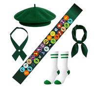 TUOKLNC Ensemble d'uniforme scouts et guides pour adolescents et adultes | Kit complet avec béret vert, écharpe, foulard, ceinture et chaussettes | Guide de style officiel uniforme (costume 1)