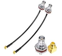 TUOLNK 2 Pack 6 "RF Connecteur BNC Femelle Cloison vers MMCX Mâle Angle Droit Avec Câble RG174 MMCX Angle Droit Mâle vers BNC Femelle Cloison Coaxiale Câble BNC vers MMCX