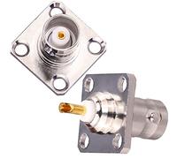 TUOLNK 2 Pack BNC Femelle 4 Trous Panneau À Bride Montage sur Châssis Connecteur À Souder Coaxial RF Adaptateur Coaxial Convertisseur pour Câble Coaxial/Périphériques LAN sans Fil