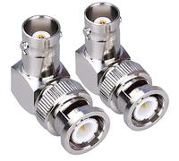 TUOLNK 2 Pack BNC Mâle vers Femelle Adaptateur Coudé 90 Degrés RF Coaxial pour Caméras de Sécurité/Câble d'Extension Connecteur à Angle Droit