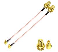 TUOLNK 2 pièces 6 pouces SMA femelle à MMCX mâle câble coaxial RF câble d'extension SMA câble d'extension d'antenne adaptateur de câble cavalier 90 degrés câble MMCX mâle à SMA femelle