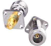 TUOLNK 2 pièces N Femelle à SMA Femelle Montage sur Panneau 4 Trous 17,5 mm N à SMA connecteur coaxial Type de châssis pour antennes RF/radios WiFi Adaptateur coaxial RF Panneau à Bride