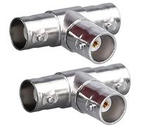 TUOLNK Adaptateur BNC 3 voies BNC mâle vers double BNC femelle Connecteur triple T Adaptateur coaxial RF pour câble coaxial de sécurité CCTV DVR Caméra BNC T Splitter Combiner 2 Pack