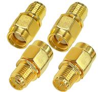 TUOLNK Adaptateur Coaxial SMA/RP-SMA Mâle vers Femelle - Kit 4pcs Connecteurs RF pour Routeur, Câble d'Extension, Conversion Rapide et Fiable