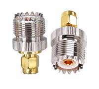 TUOLNK Adaptateur SMA vers PL259, 2 pièces, mâle vers femelle, or et argent, cuivre pur et nickelé, 50 Ohm, faible perte