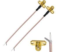 TUOLNK Bride SMA à PCB câble de Pigtail soudé SMA Filetage femelle 2 trous pour montage sur panneau à PCB Soudage Antenne WiFi Câble d'extension rg316 6 pouces (15cm) Câble coaxial de soudage 2 jeux