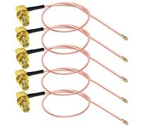 TUOLNK Câble coaxial RP-SMA vers U.FL UFL IPX MHF1 vers RP SMA Câble coaxial femelle à faible perte à angle droit pour routeur Wifi Câble d'antenne d'extension Mini PCI 12 pouces (30 cm) Pack de 5
