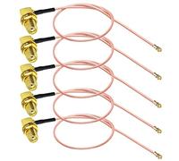 TUOLNK Câble IPX SMA SMA femelle à angle droit vers U.FL UFL MHF1 RF Coaxial RG178 Câble Pigtail Mini PCI SMA Coude Câble d'extension de cloison 12 pouces (30 cm) Paquet de 5