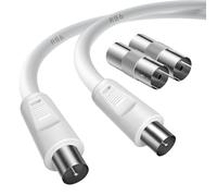 TUOLNK Cable TV Antenne Câble d'antenne TV mâle vers mâle de 15m avec 2 adaptateurs femelle vers femelle pour TNT, tv numérique et Sky Box