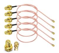 TUOLNK Câble UFL vers SMA SMA Femelle vers U.FL IPX MHF1 RF Coaxial RG178 Câble de raccordement en queue de cochon Mini PCI vers SMA Câble d'extension de cloison 12 pouces (30 cm) Paquet de 5
